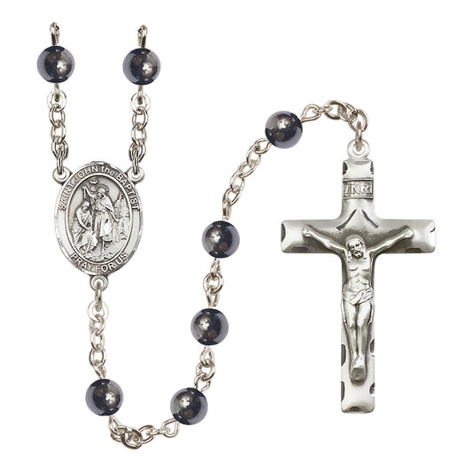 Silver Plated St. John the Baptist Hematite Rosary