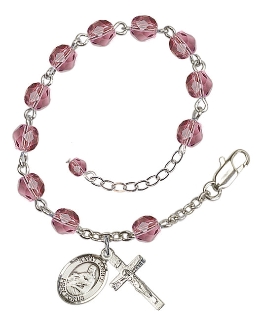 St. Agnes Of Rome Purple February Rosary Bracelet 6mm