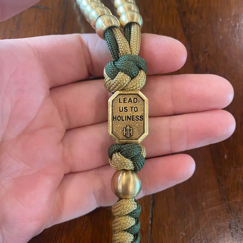 Deluxe Green Paracord & Brass St. Joseph Rosary