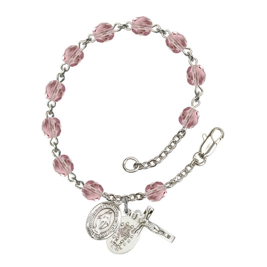 Miraculous 6mm light purple June Rosary Bracelet