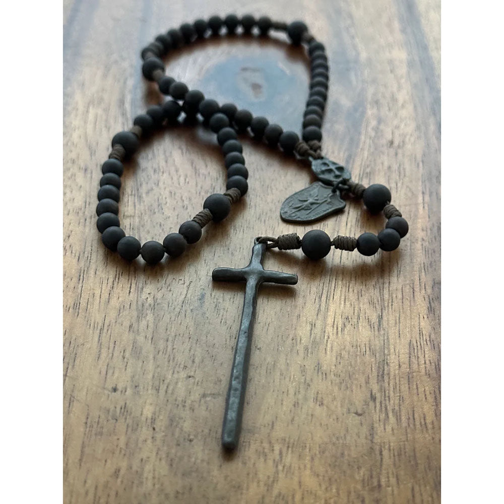 Rustic St. Michael Latin Cross Wooden Rosary