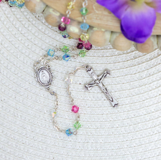 Swarovski Multicolored Pastel Sterling Rosary
