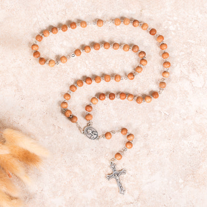 St. Carlo Acutis Sandalwood Rosary, Pin & Pouch Set