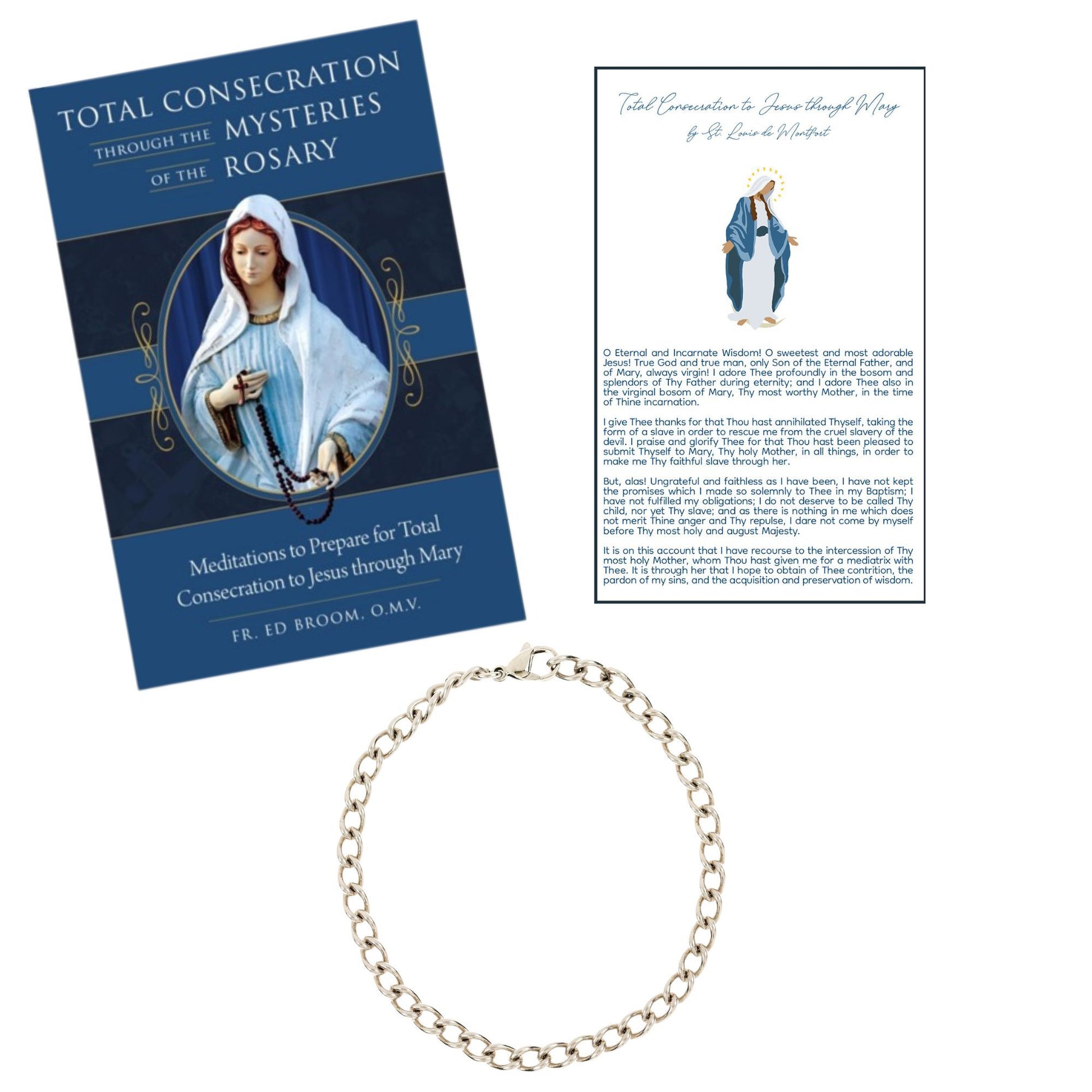 Marian Consecration Gift Set – Total Consecration Book, Prayer Card & Stainless Steel Bracelet