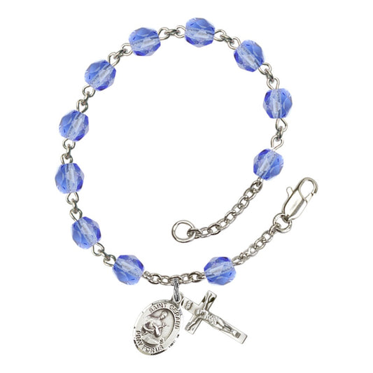 St. Gerard Majella Blue September Rosary Bracelet 6mm