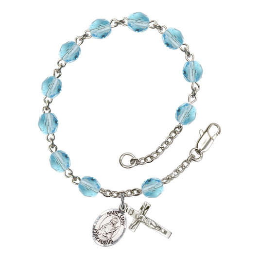 St. Lucy Aqua Blue March Rosary Bracelet 6mm