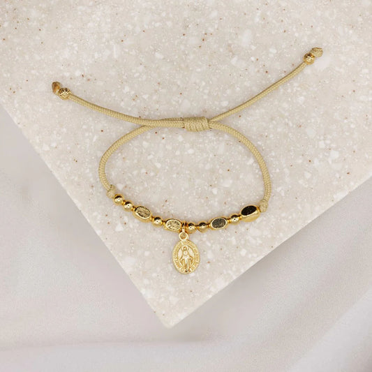 Gold Miraculous Medal Little Saints Bracelet