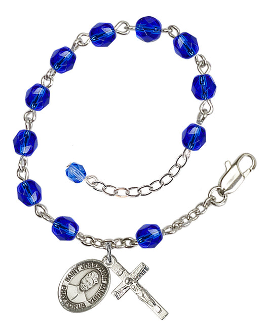 St. Josephine Bakhita Blue September Rosary Bracelet 6mm