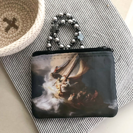 Personalized Rembrandt "Christ in the Storm" Rosary Pouch