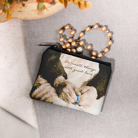 Personalized Mother Teresa Small Things Rosary Pouch
