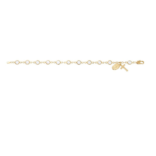 Gold Set Crystal Stone Rosary Bracelet