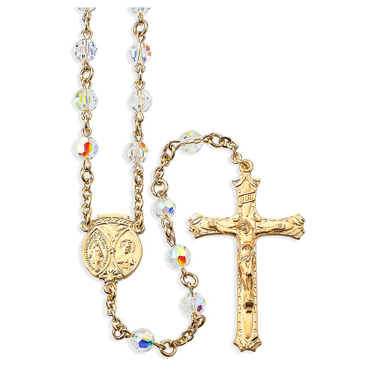 Austrian Crystal & Gold 3-Way Medal Rosary
