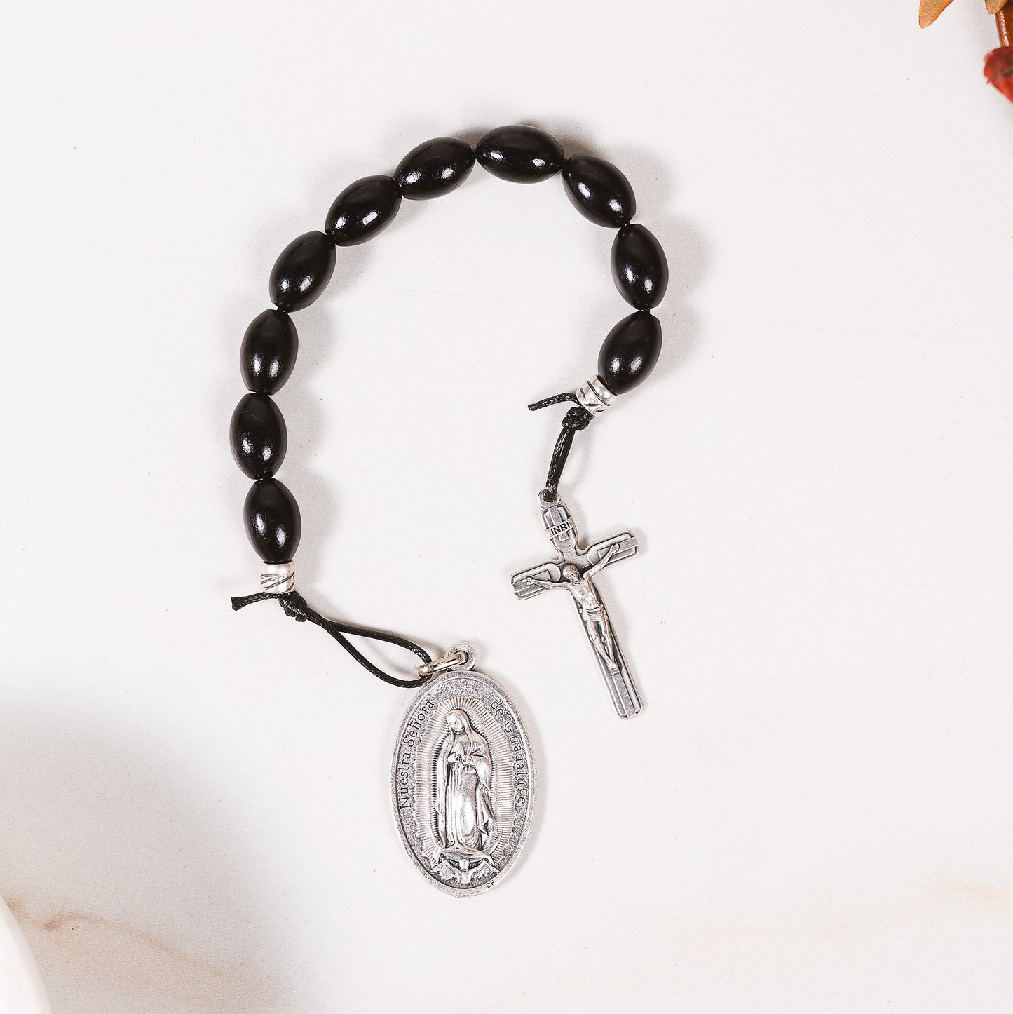 Dark Brown St. Joseph One Decade Rosary Tenner & Prayer Card