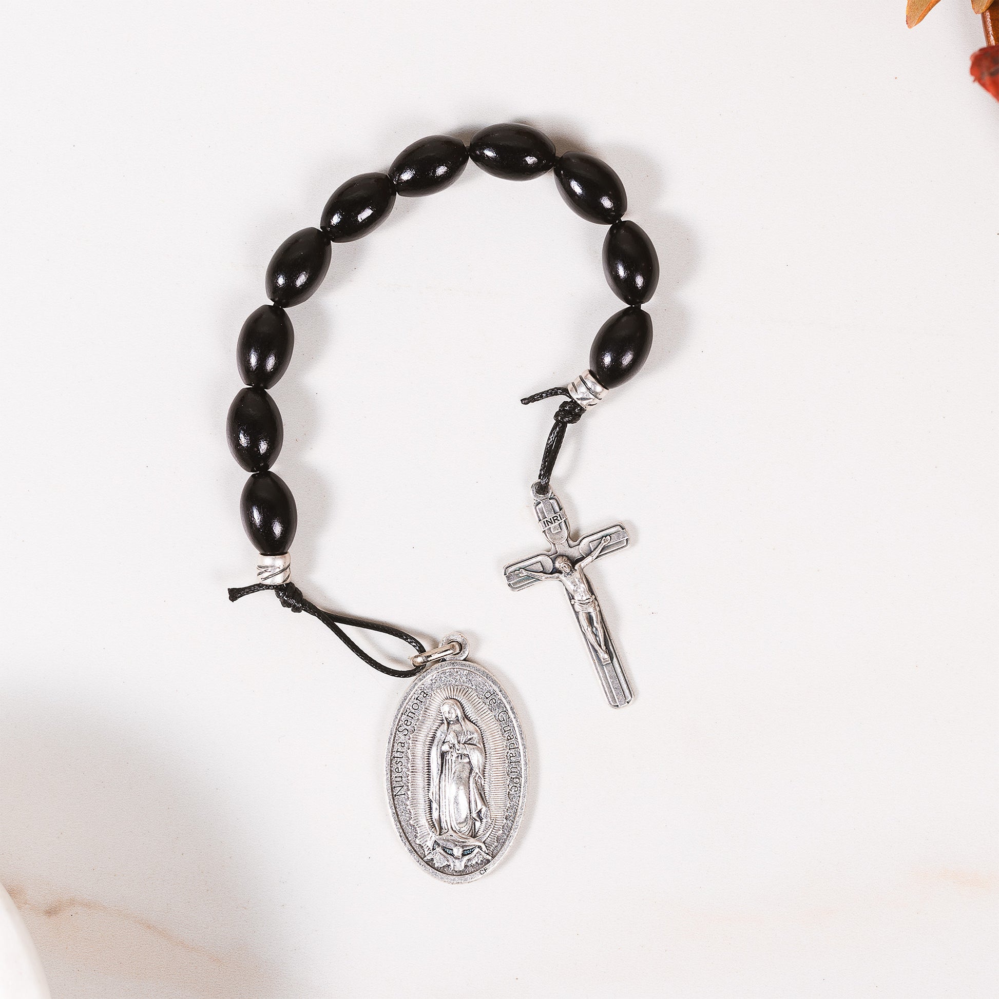 Dark Brown St. Joseph One Decade Rosary Tenner & Prayer Card