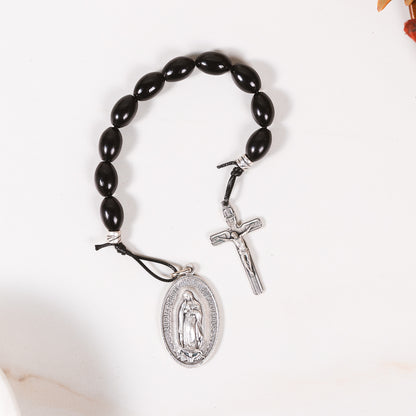 Dark Brown St. Joseph One Decade Rosary Tenner & Prayer Card