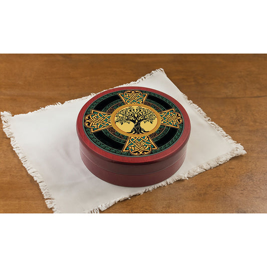 Celtic Cross Tree of Life Wood Rosary Box