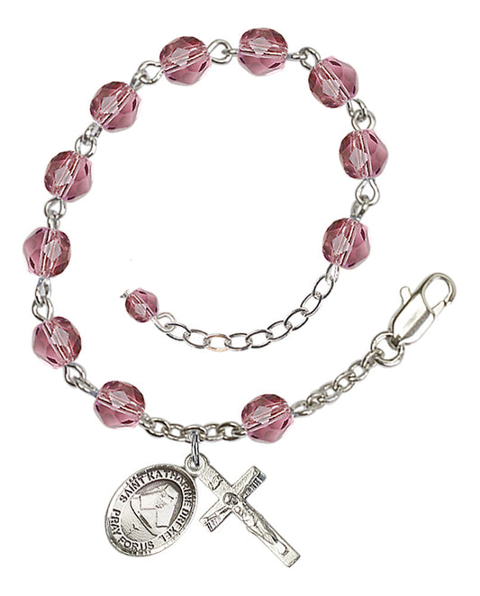 St. Katharine Drexel Purple February Rosary Bracelet 6mm