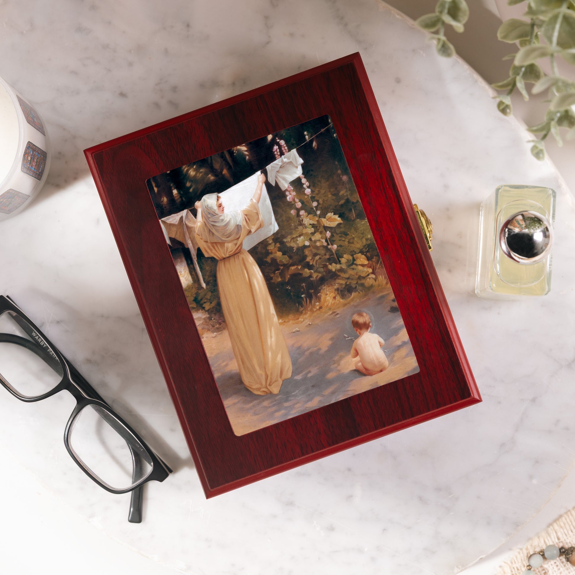 Polish Madonna Cherry Rosary Keepsake Box