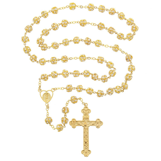 Fatima Gold & Crystal Rosary
