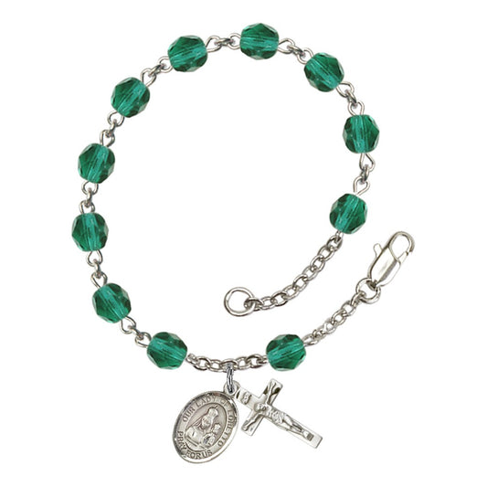 Our Lady Of Loretto Teal December Rosary Bracelet 6mm