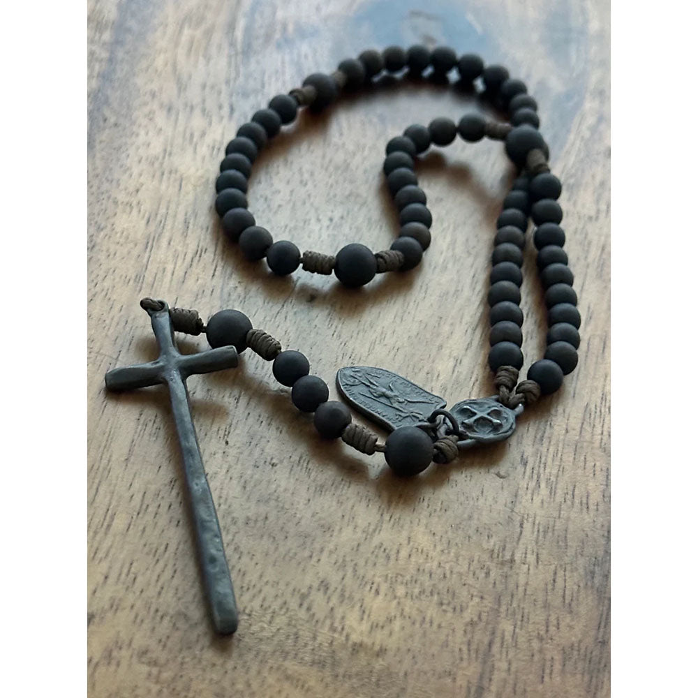 Rustic St. Michael Latin Cross Wooden Rosary