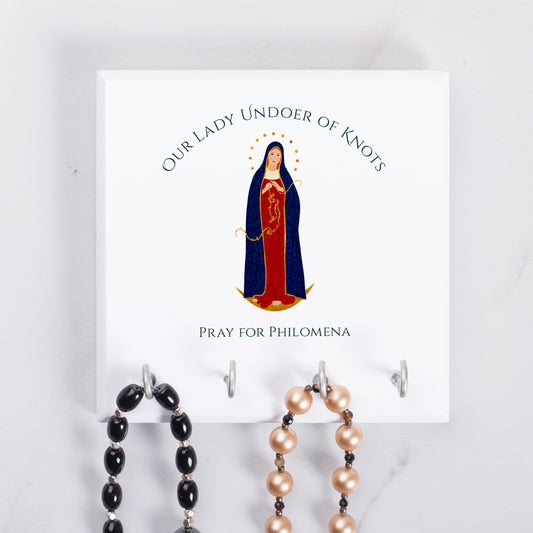 Personalized Our Lady Undoer of Knots Rosary Rack