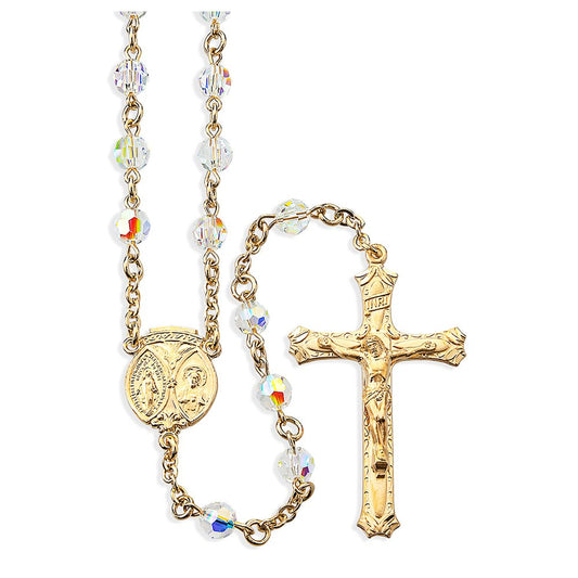 Austrian Crystal & Gold 3-Way Medal Rosary