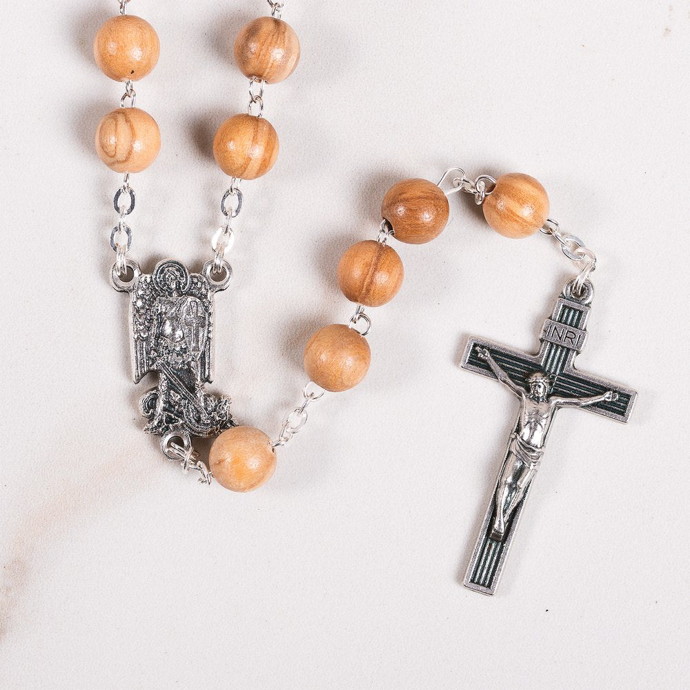St. Michael the Warrior Olive Wood Rosary