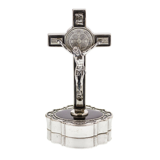 St. Benedict Cross Box with Hematite Rosary