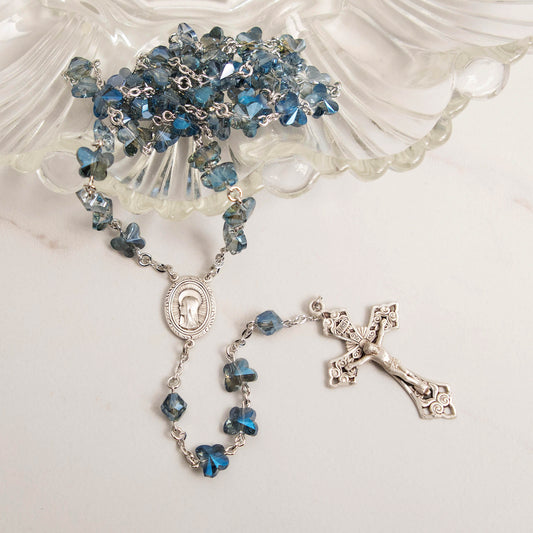 Blue Crystal Butterfly Rosary