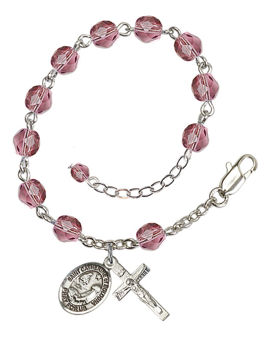 St. Catherine Of Bologna Purple February Rosary Bracelet 6mm
