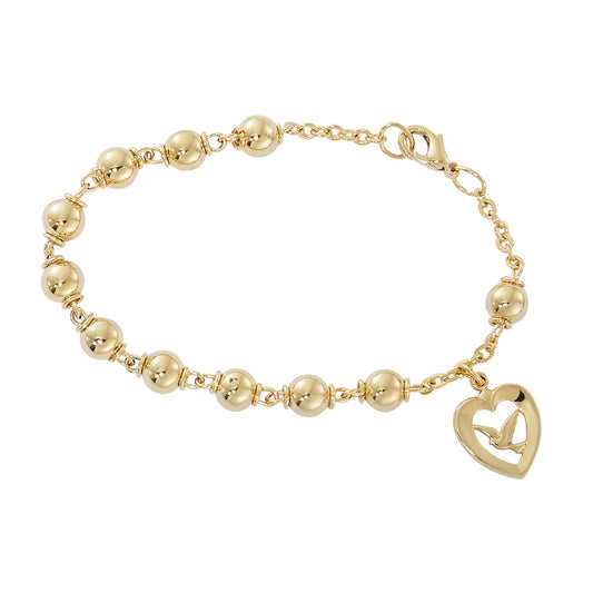 Heart & Dove Gold Holy Spirit Rosary Bracelet