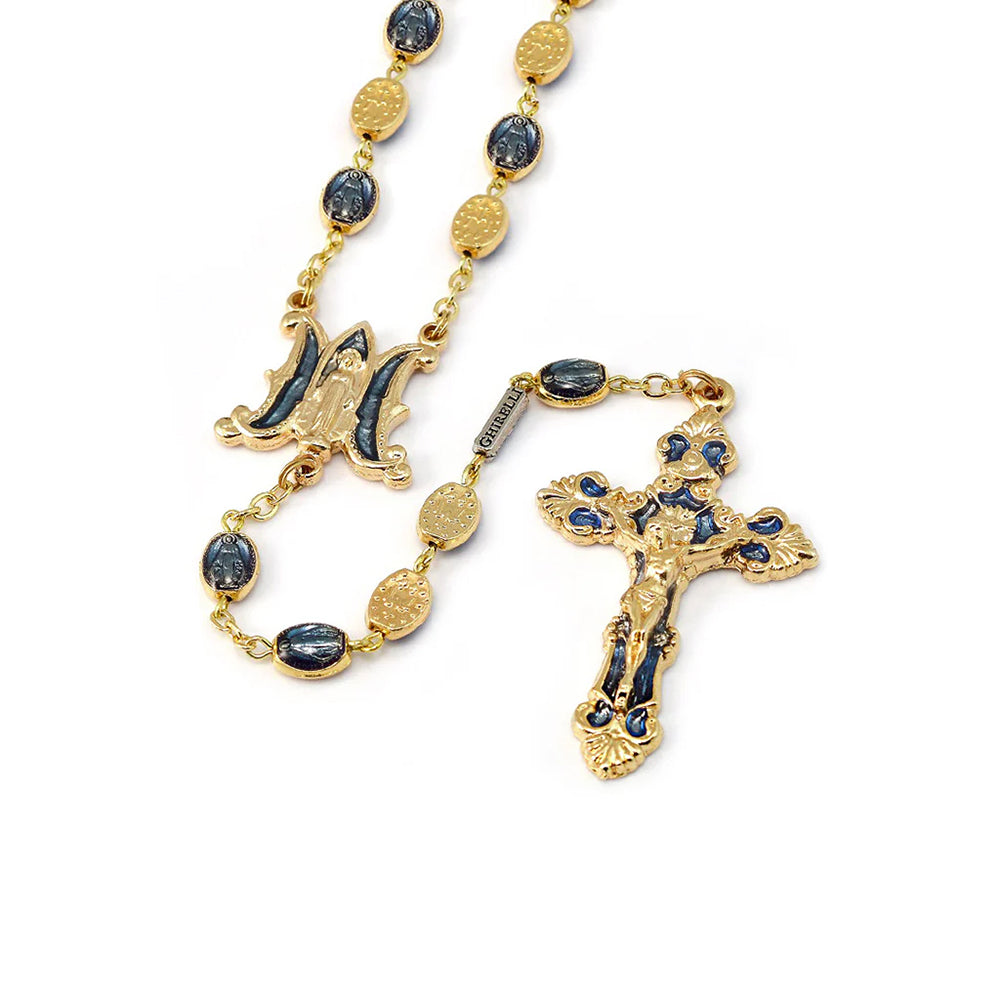 Ghirelli Miraculous Medal Gold & Blue Rosary – Rosary.com