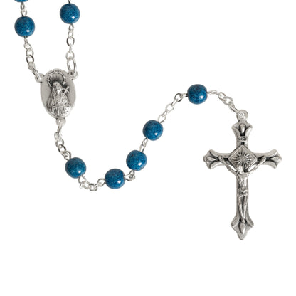 Holy Land Blue Glass Immaculate Heart Rosary
