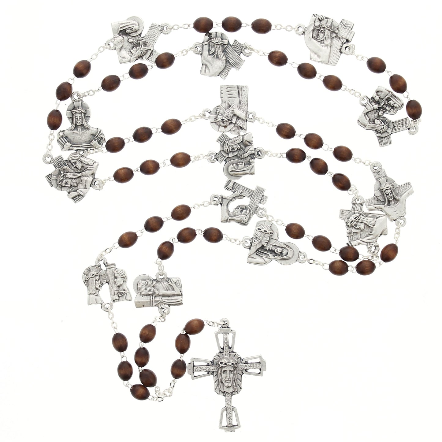 Wood Bead Way of the Cross Rosary