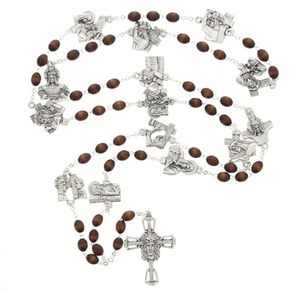 Wood Bead Way of the Cross Rosary