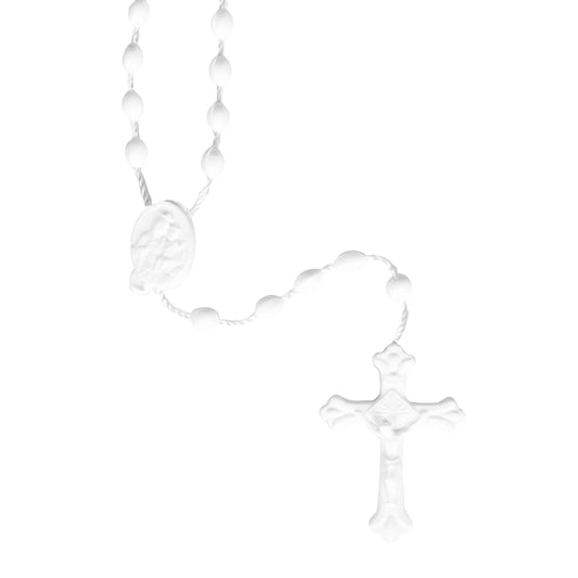 White Plastic Rosaries - Package of 25