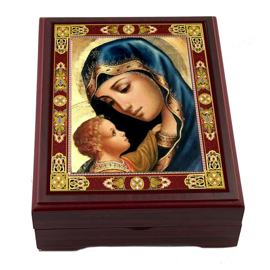 Madonna & Child Ornate Rosary Keepsake Box